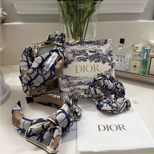 NEW with box Dior GWP Navy 3-piece headband & scrunchie set